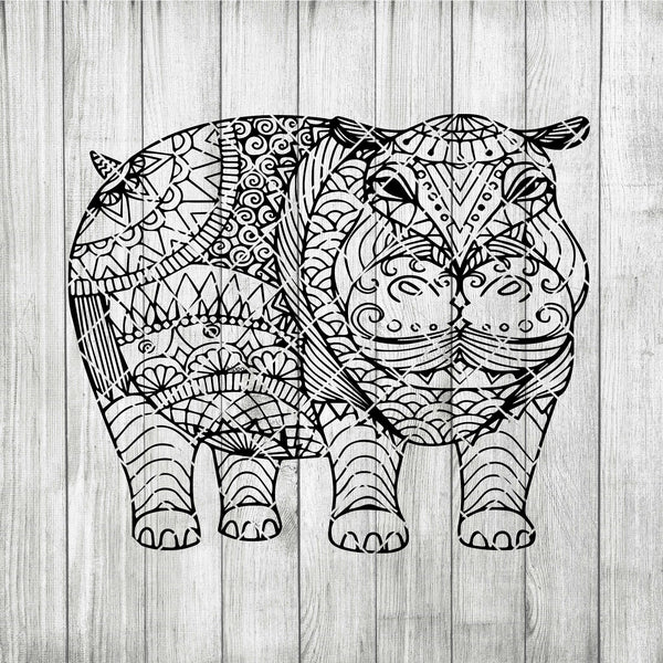 Hippo Mandala Svg Zentangle Hippo Svg Intricate Svg File Cricut Des Doranstars