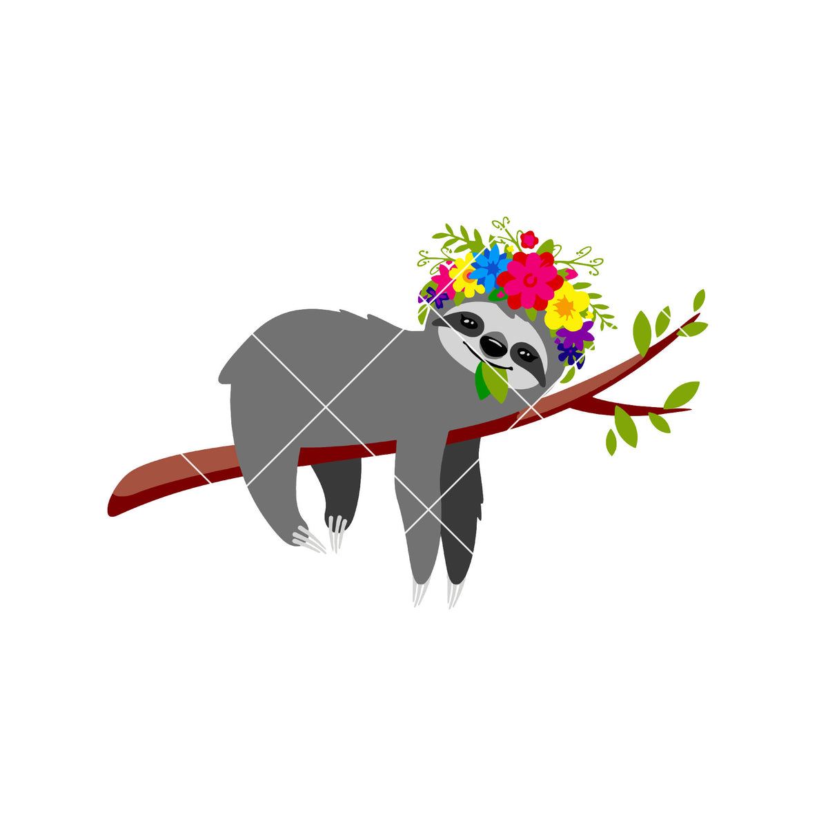 Download Sloth with Flower Crown Digital Cut Files Svg, Dxf, Eps ...