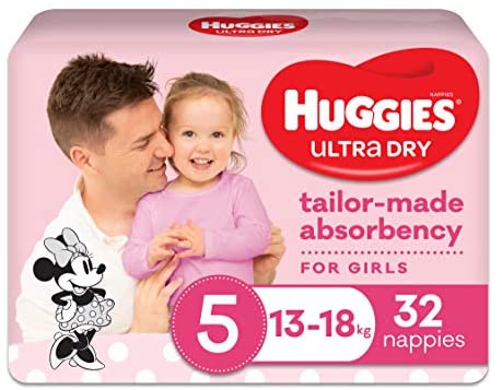 Huggies Ultra-Dry Nappy Pants Size 5 Girl (12-17kg) (4 x 26) Carton of 104  - huggies