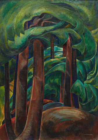 emily carr, trees, painting of trees, forest, tall trees, green famous artist, famous art, ago, ago images,