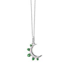 May Emerald  Moon  Birthstone Necklace