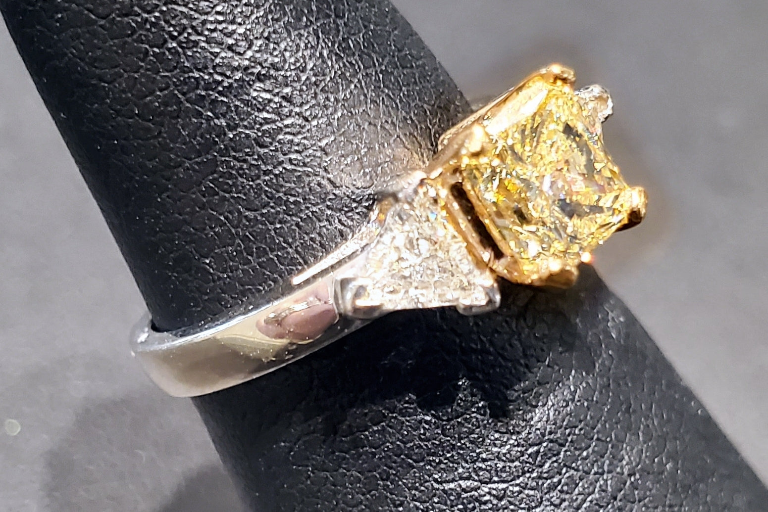 18K Yellow & 14K White Gold Three Diamond Engagement Ring
