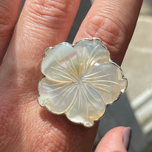 Mother of Pearl and Silver Hibiscus Ring