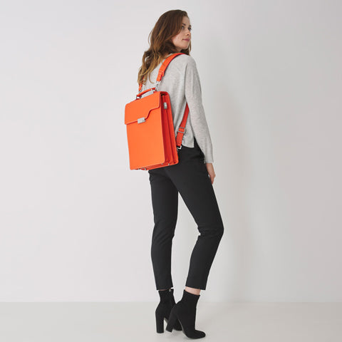 Deep Orange Laptop Backpack, 100% Premium Leather, For Men & Women | Evan Red