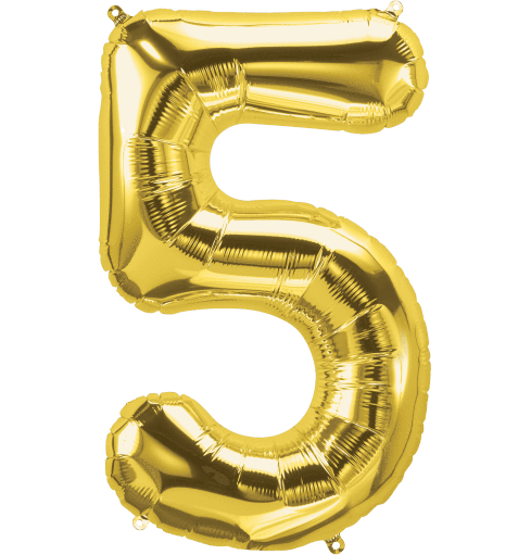 gold number 5 balloon