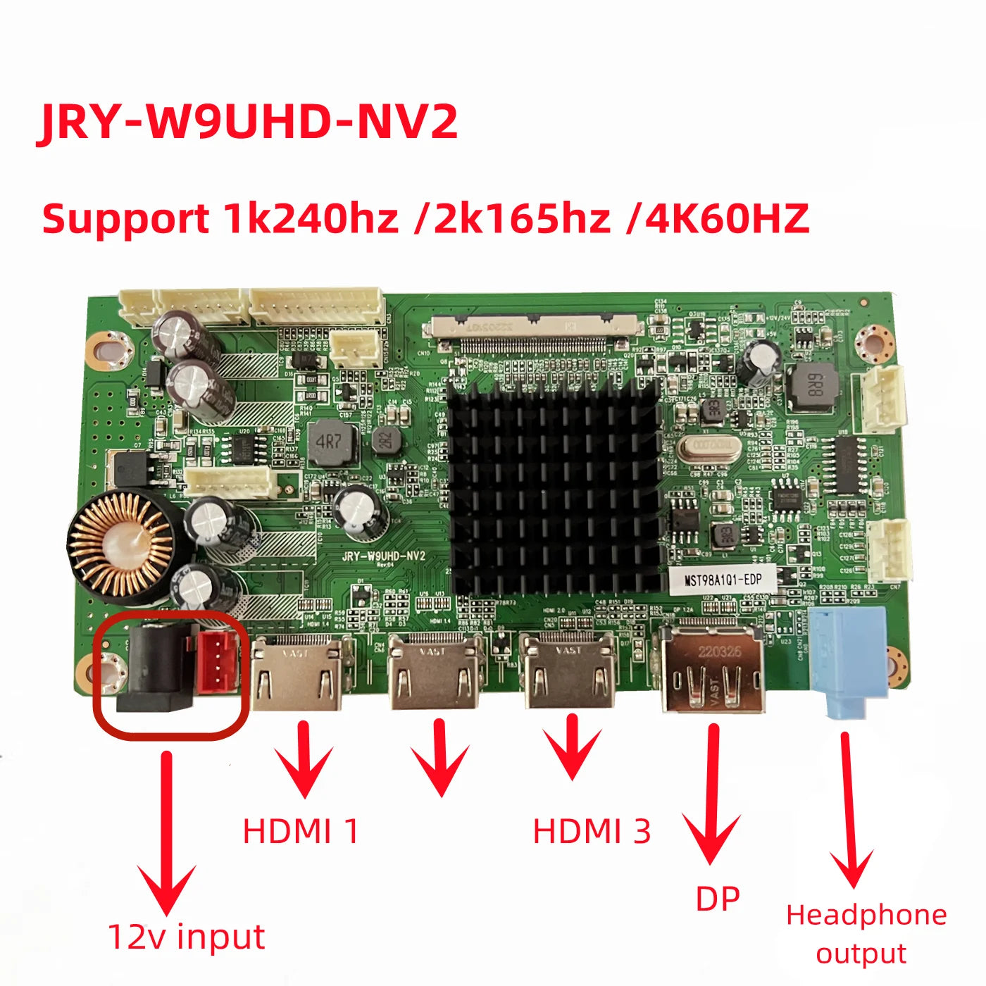 StoneTaskin Brand New Original 4K display driver board JRY-W9UHD-NV2  EDP/VBO Support Freesync 100% Tested Free Shipping