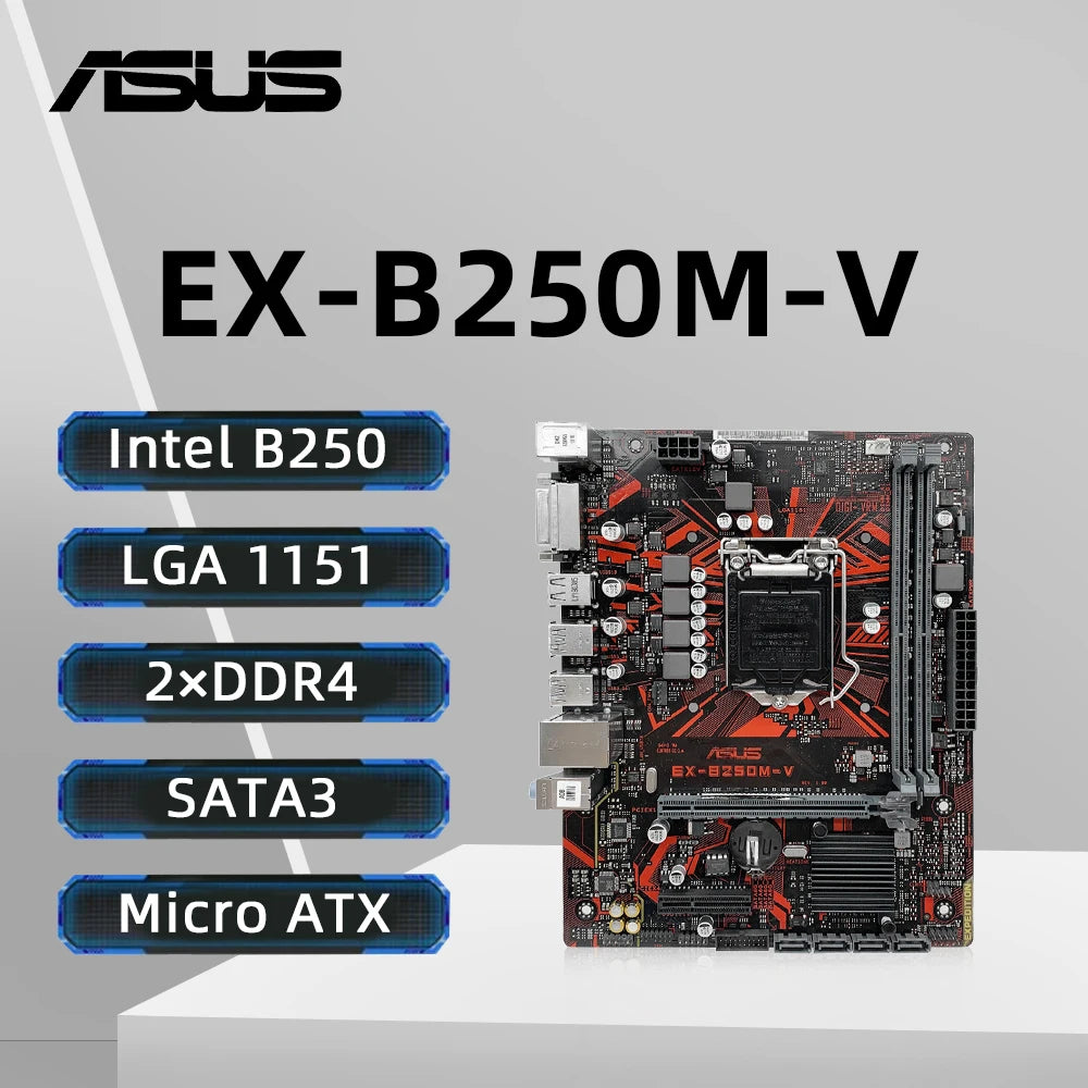 ASUS EX-B250M-V Motherboard Support i7 7700K 6700K i5-7600K 6500 i3-7350K 6300 CPU LGA1151 DDR4 2400MHz SATA III NVME M.2