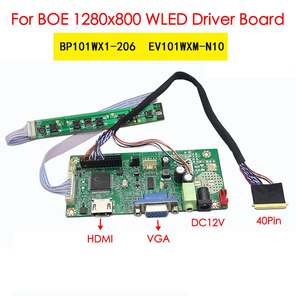For BOE 10.1 inch 1280x800 1ch 8bit 40pins WLED Display HDMI+VGA+Audio LCD Driver Board Kit Display Monitor Panel EV101WXM-N10