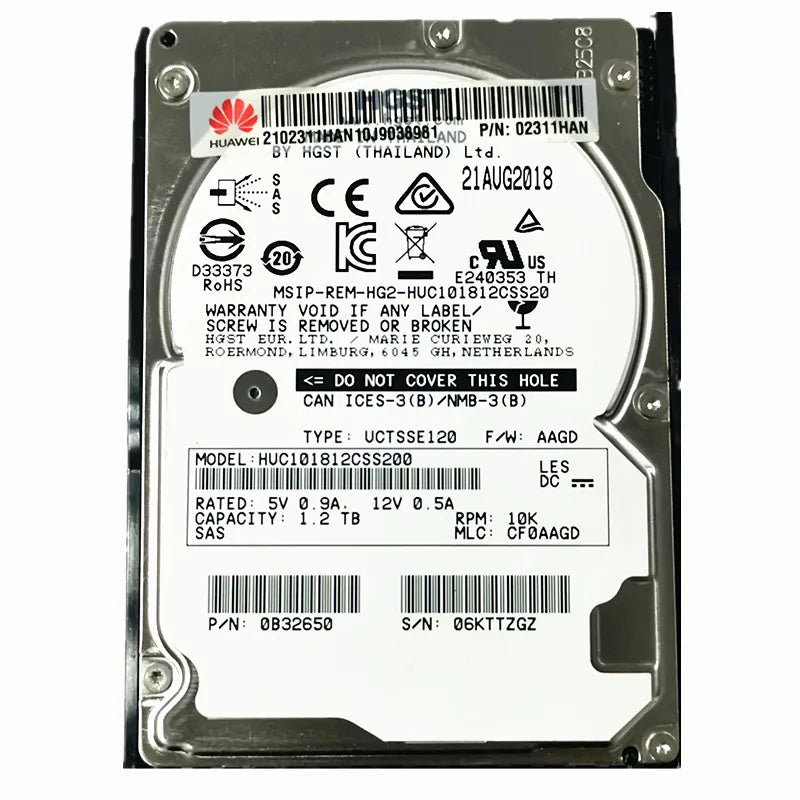 For Huawei 02311HAN V5 1.2T 10K SAS 2.5'' 12Gbps Server Hard Drive For RH2288H V5