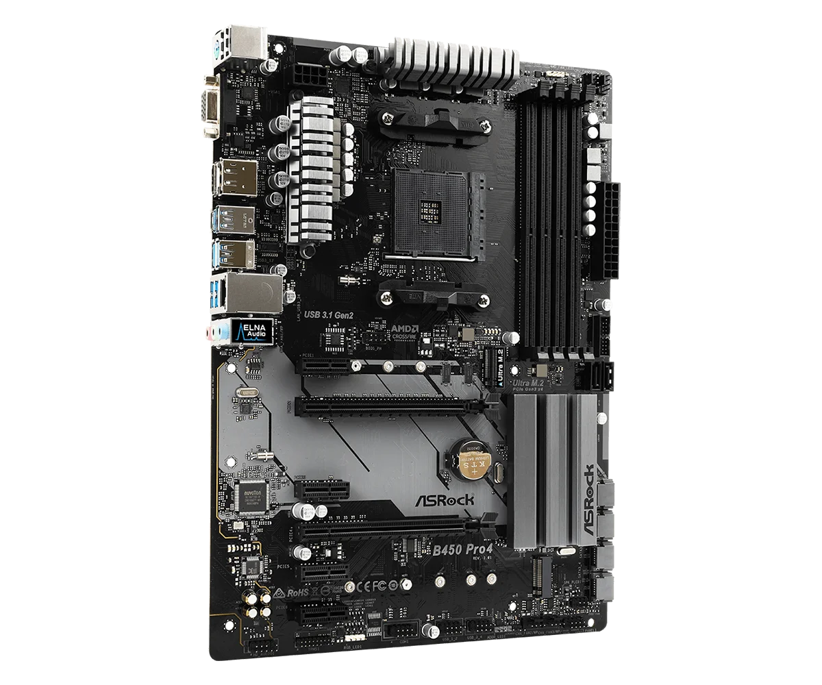ASRock B450 Motherboard B450 PRO4 Motherboard Supports Ryzen 5600G 5700 5800X 1600 4300 3000 320GE CPU AM4 DDR4 128G ATX Good Condition Fully Tested Free Shipping - Image 4