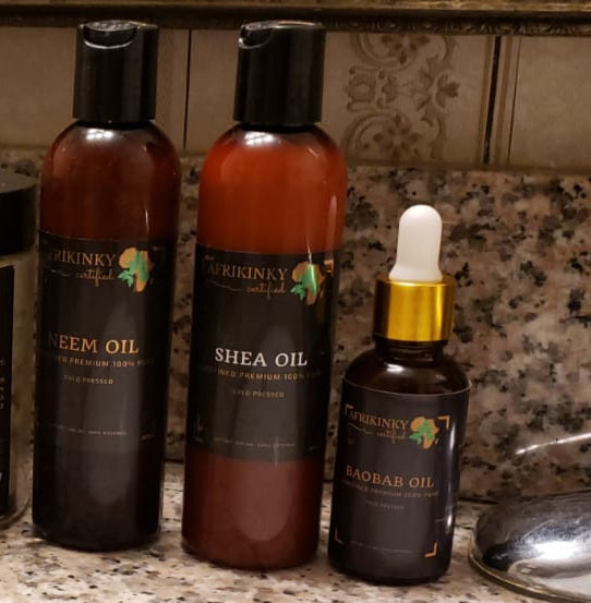 Natural Oils (Neem oil, Shea oil, and Baobab oil)