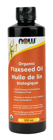 Bottle of NOW Foods Flaxseed Oil