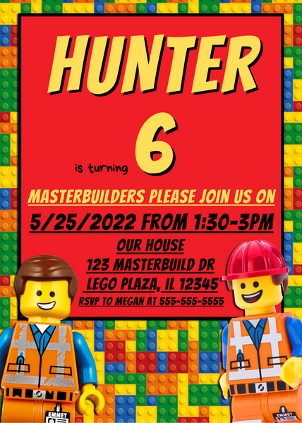 Harry Potter Lego Invitation 5x7inches – Print Party