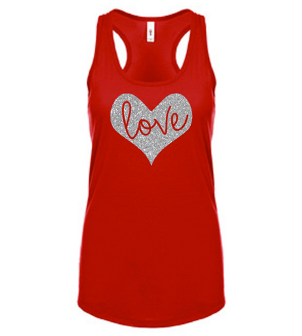 Women’s LOVE Shirt, Tank Top, Valentine’s Day, Glitter ...