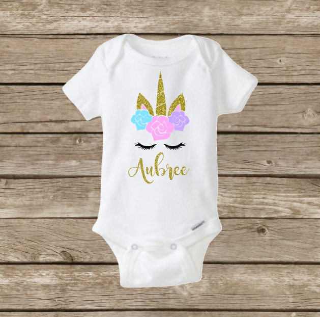 baby girl unicorn onesie