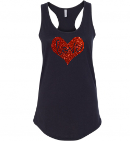 Women’s LOVE Shirt, Tank Top, Valentine’s Day, Glitter ...