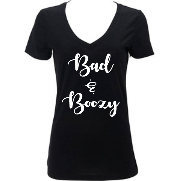 Bad & Boozy, Women’s Funny Drinking Shirt – RKCreativeImpressions