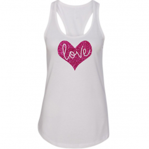 Women’s LOVE Shirt, Tank Top, Valentine’s Day, Glitter ...