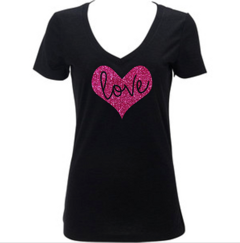 Women’s LOVE Shirt, Tank Top, Valentine’s Day, Glitter ...