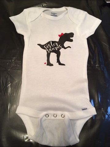 Sister Saurus Dinosaur Onesie, Baby Girl Shirt, Baby Dinosaur, Little ...