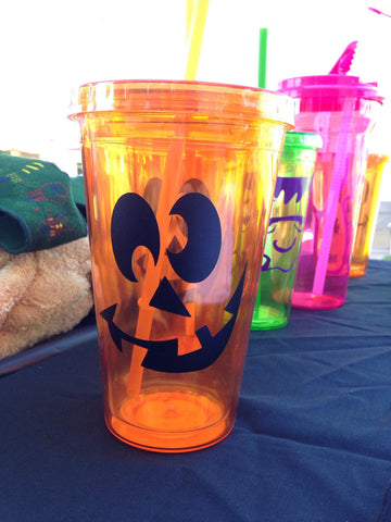 Halloween Kids Personalized Cups With Straws Personalized