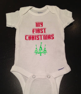 baby boy first christmas onesie
