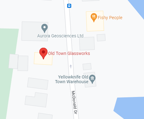 A Google maps view of Old Town Glassworks and businesses in the nearby vicinity.