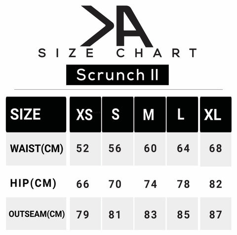 Scrunch II Size Chart