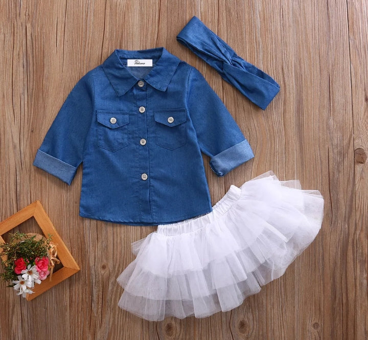 tutu with denim shirt