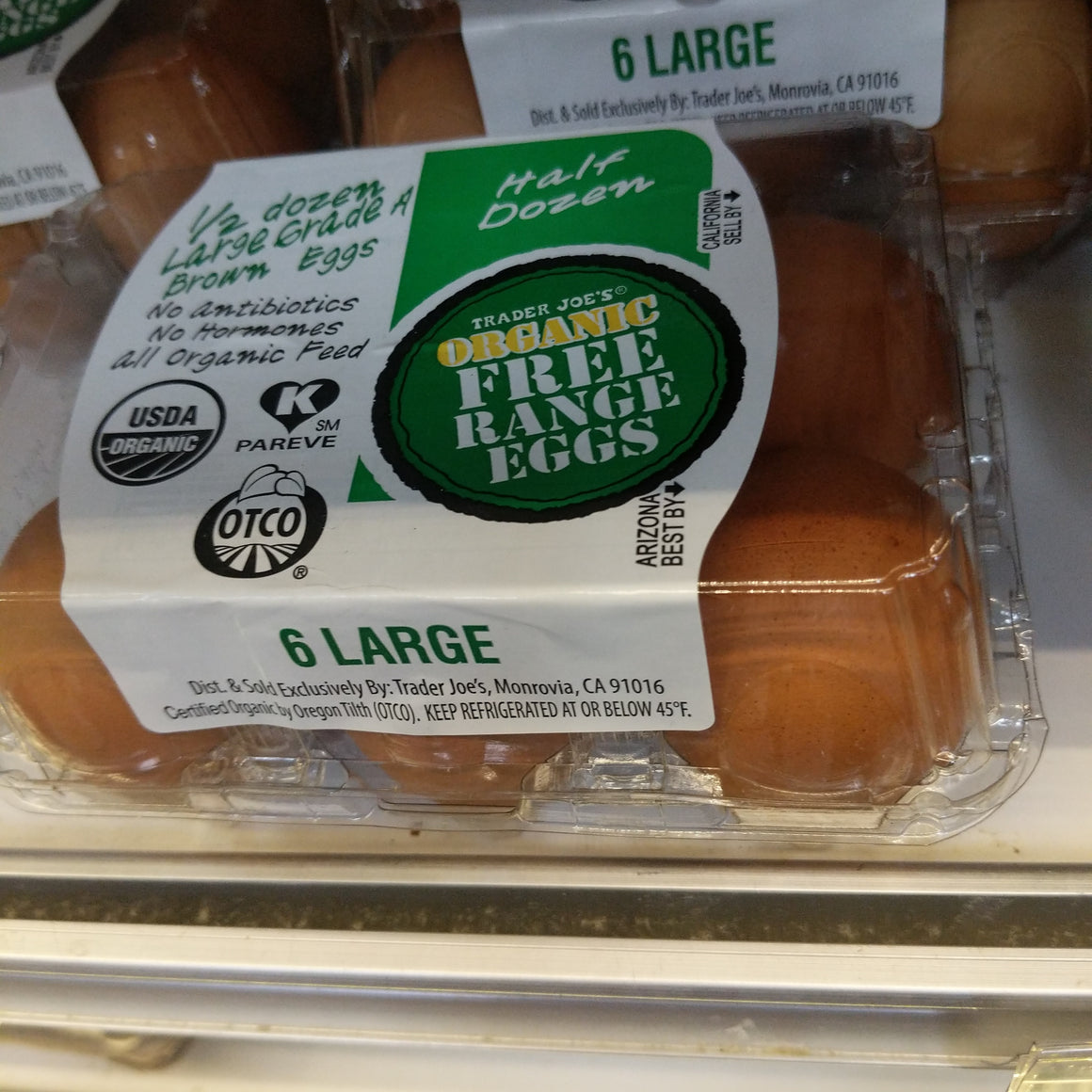 Trader Joe's Organic Large Brown Grade A Eggs (Half Dozen) We'll Get