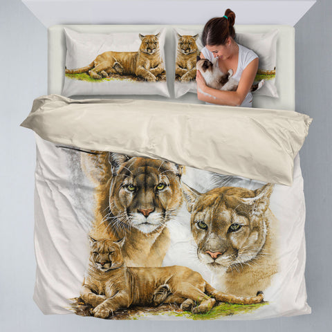 Mountain Lion Bedding Set White And Beige Exclusive Licensed