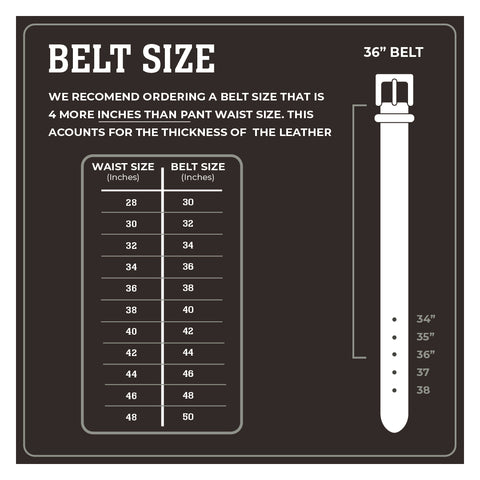 Belt Size Chart – JK Boots
