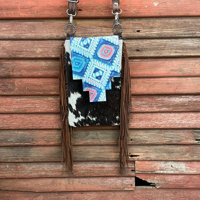 Tammy - Black & White w/ Tucson Sundown Aztec Flap-Tammy-Western-Cowhide-Bags-Handmade-Products-Gifts-Dancing Cactus Designs