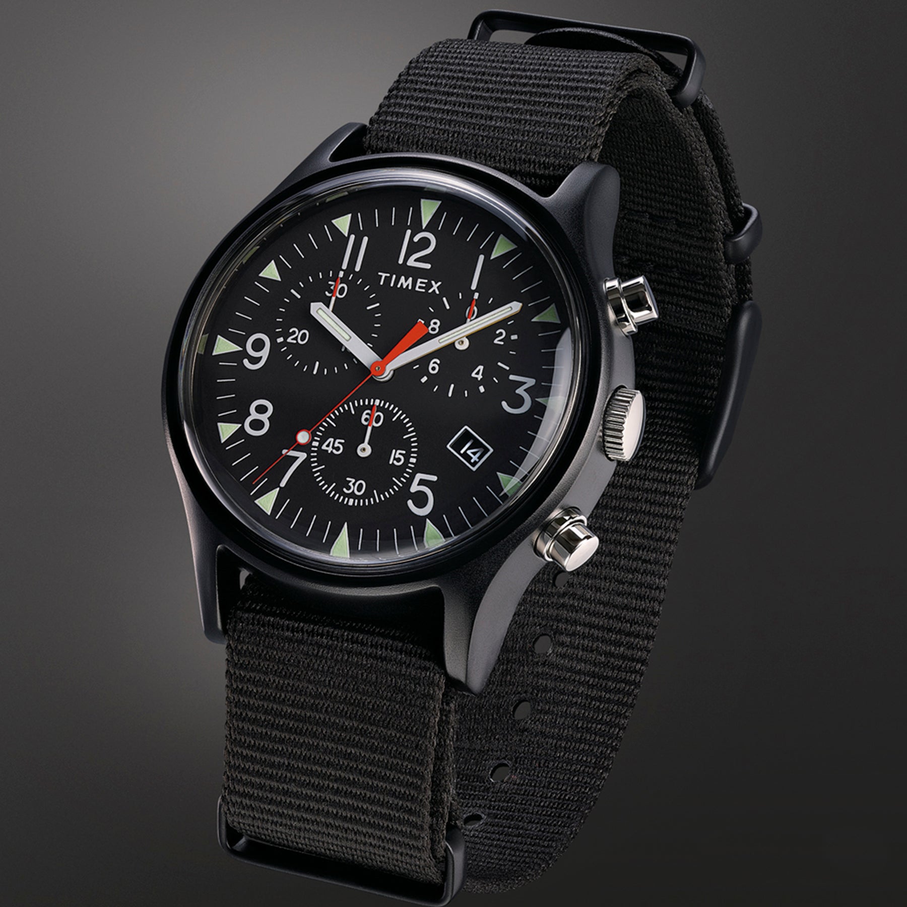 MK1 Chronograph 40mm Timex Watch - Black Nylon Strap | Peninsulas