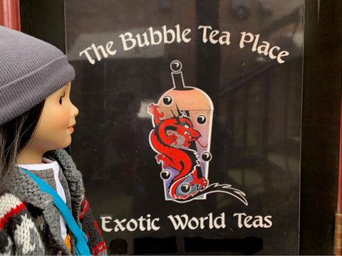 Bubble tea sign in Chinatown Victoria BC