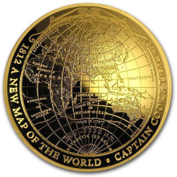 2018 Australia 1 oz Gold $100 Map of the World Domed Proof Coin - American Heritage Mint Bullion