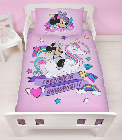 Minnie Mouse Toddler Bed Cot Quilt Cover Set Kids Korna