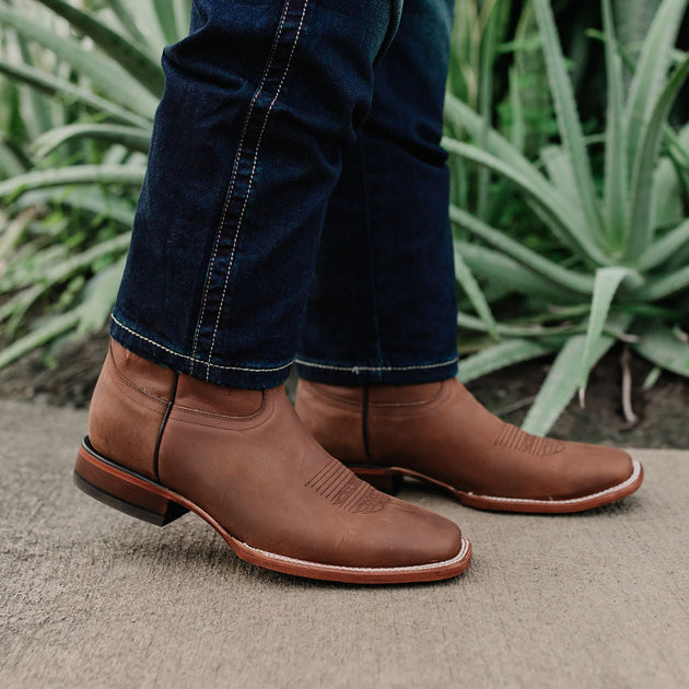 Soto Boots Brown Men's Leather Square Toe Cowboy Boots H4004 | Soto Boots
