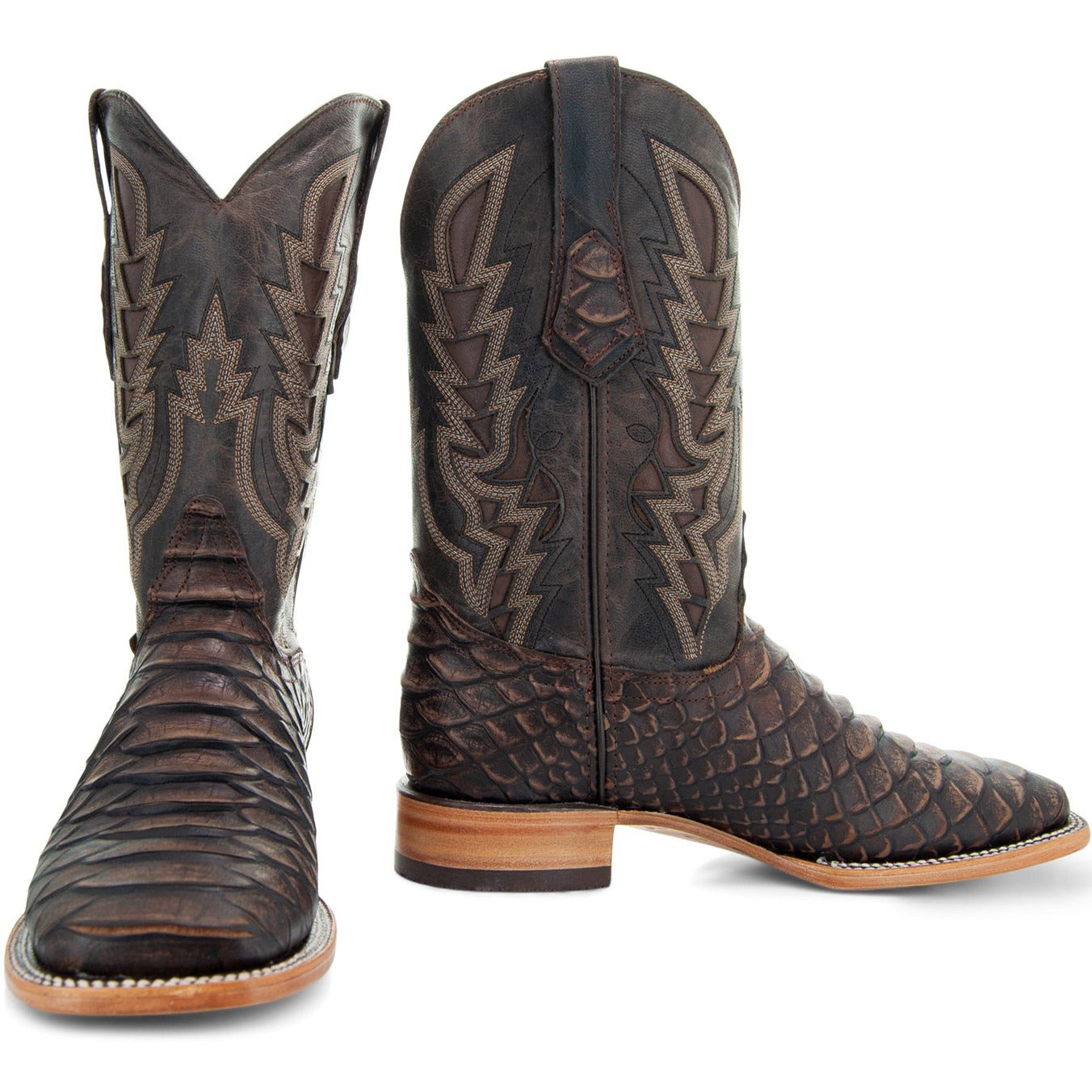 Soto Boots Mens Brown Python Print Boots H50032