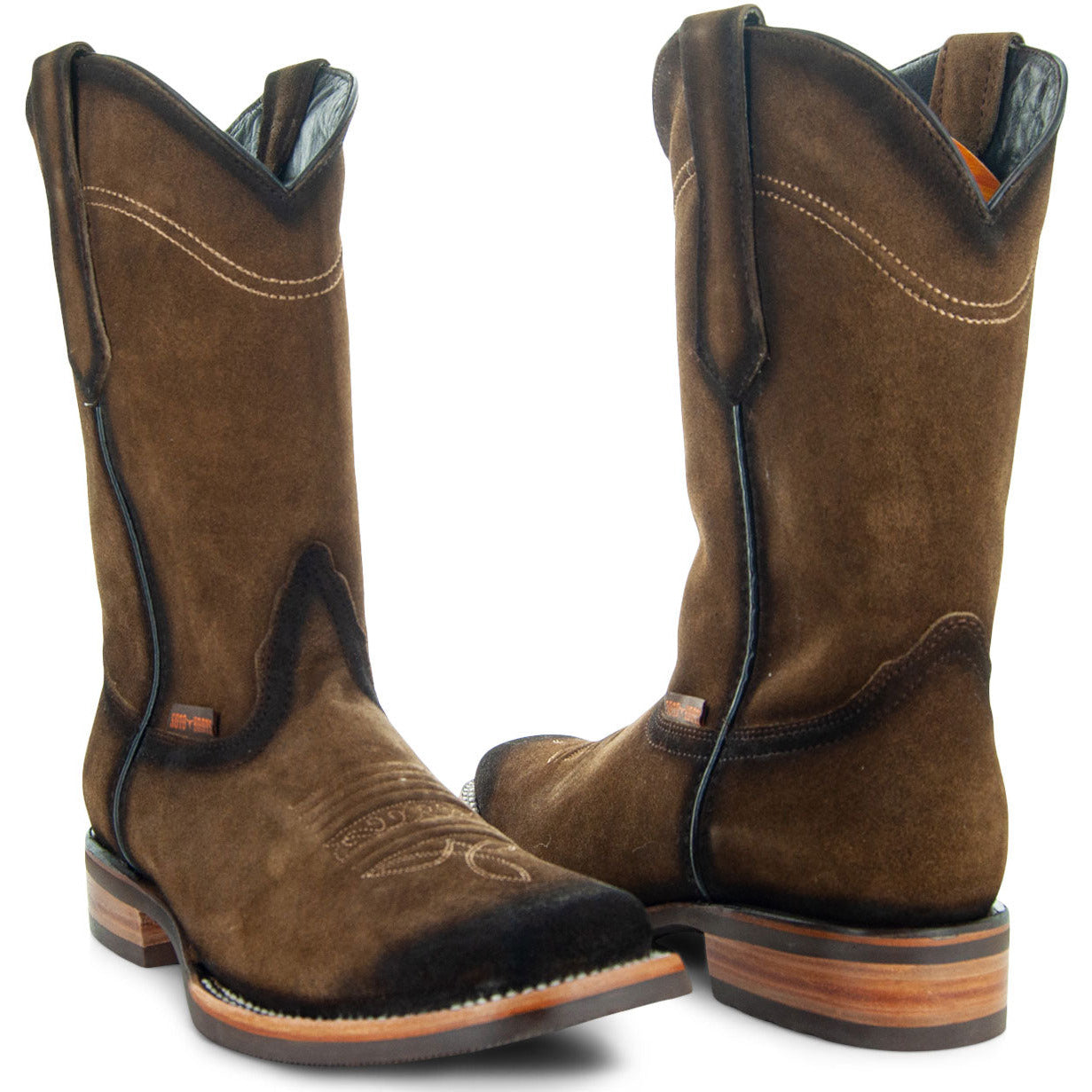 Soto Boots Men's Suede Burnished Cowboy Boots H50037