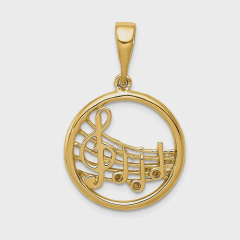 Extel Large 14k Gold Polished Musical Notes Pendant