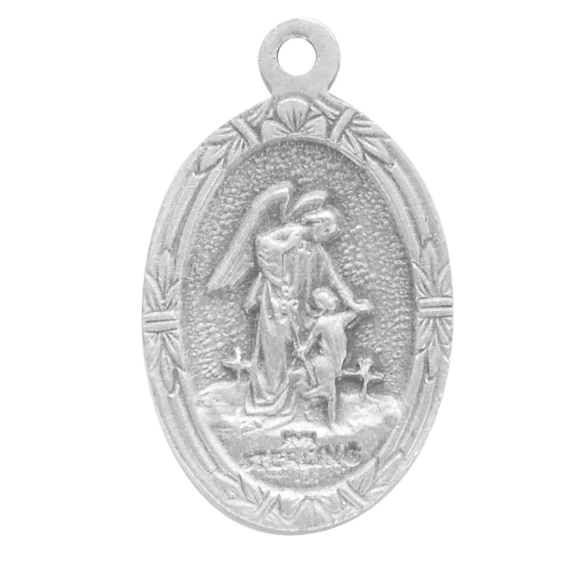 HMH Saint Christopher Oval Sterling Silver Medal for Men | Women with 18" Rhodium Plated Curb Chain packaged in Deluxe Velvet Box | Silver Color | .925 Sterling Silver |  0.7" x 0.5" (19mm x 12mm)