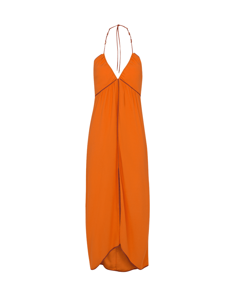 Melanie Detail Midi Dress - Tangerine