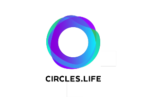 Circles.life logo consisting overlapping circles coloured shades of blue and deep purple