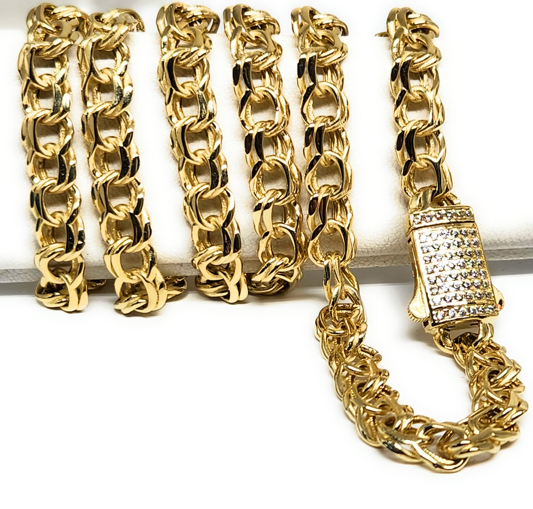 Men's Gold Braided Chain Bracelet M (17cm / 6.7”)