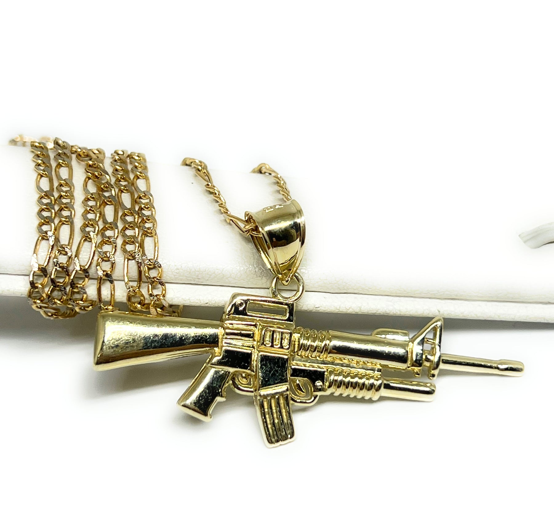 10k Solid Gold Yellow Machine Gun AK-47 Pendant Necklace – Fran & Co.  Jewelry
