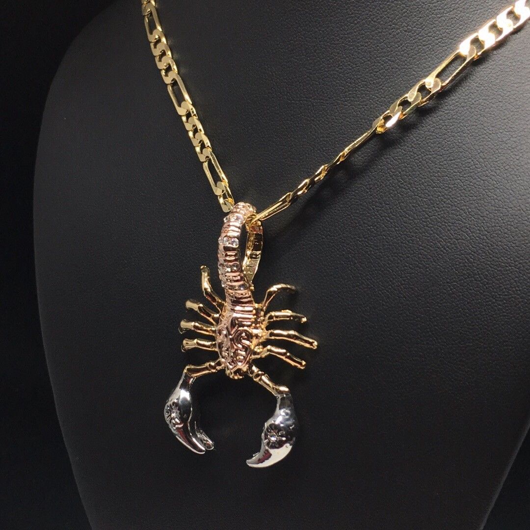 Gold Plated Tri-Color Scorpion Pendant with 5mm 26
