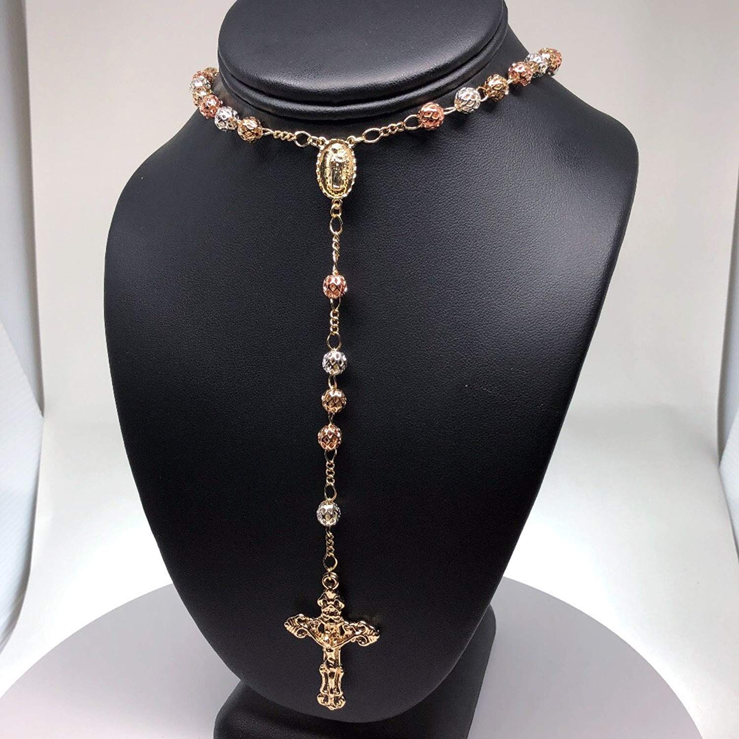 Aretes Rosario Virgen 3 Oros Laminado 18K|18K Gold Plated Virgin Rosary  Earrings