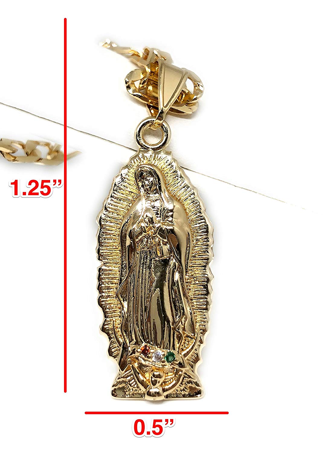 18K Gold Plated Our Lady of Guadalupe CZ Screw Back Baby Kids