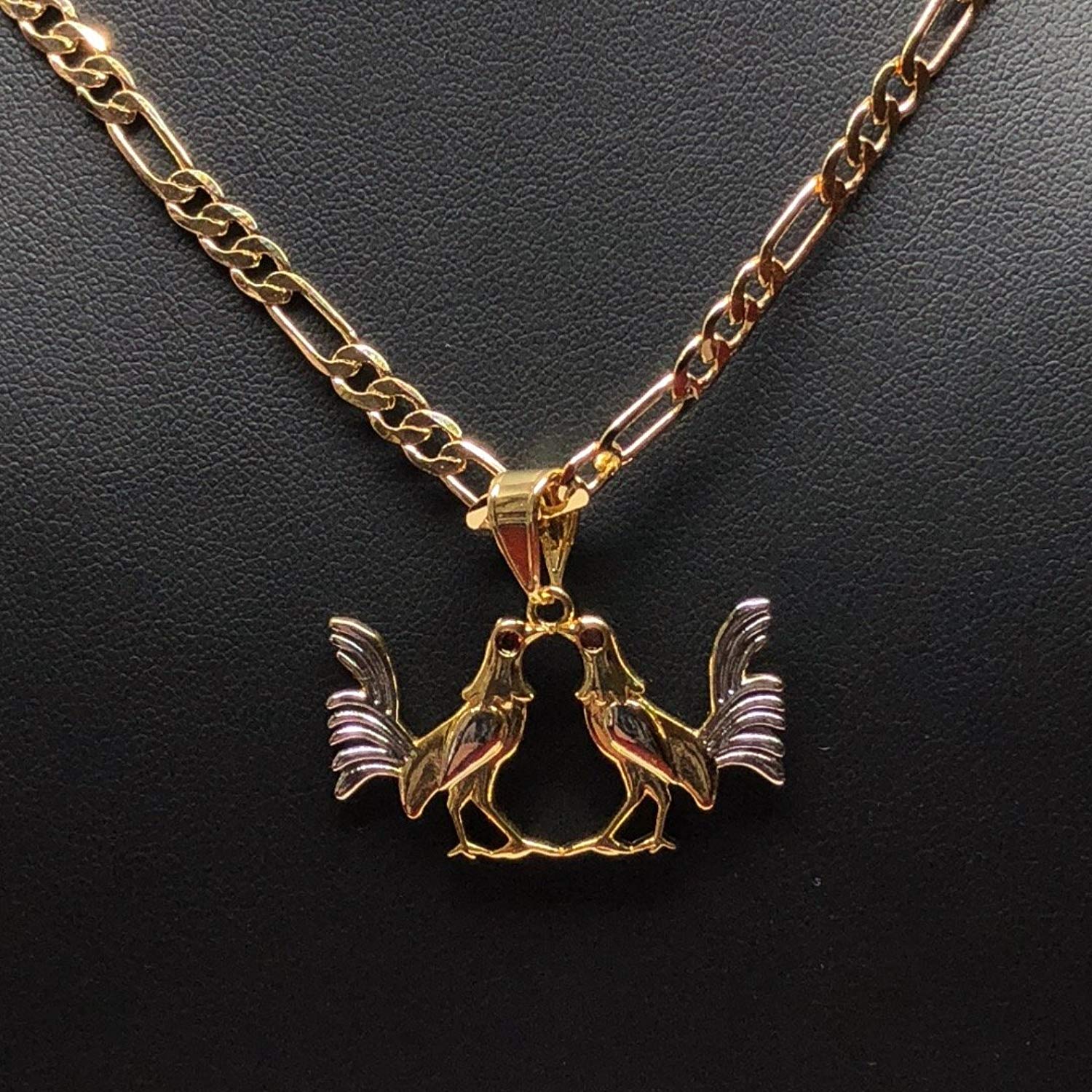 Cadena y Medalla De Oro Para Hombre De Gallo 3 Oros 33x45 18K Gold Filled  Chicken Rooster Pendant Necklace for Mens Womens Mariner Chain 24